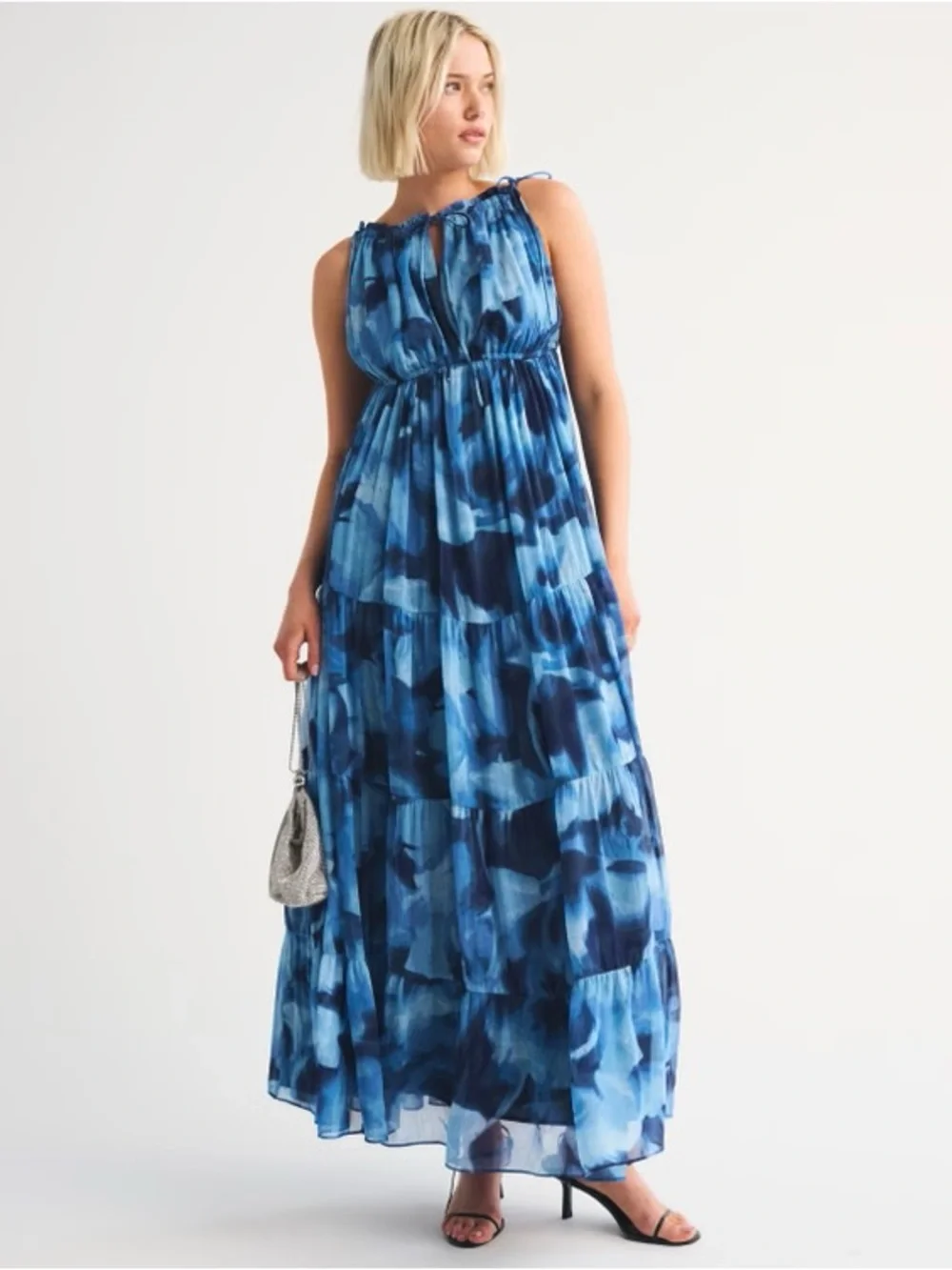Abercrombie & Fitch Convertible Flowy Maxi Dress - Blue Floral